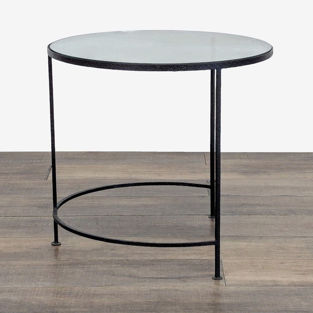 Glass Top Side Table on Metal Base