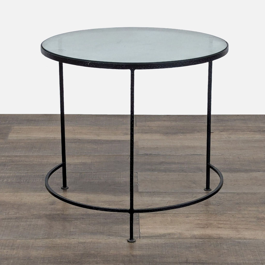 Glass Top Side Table on Metal Base