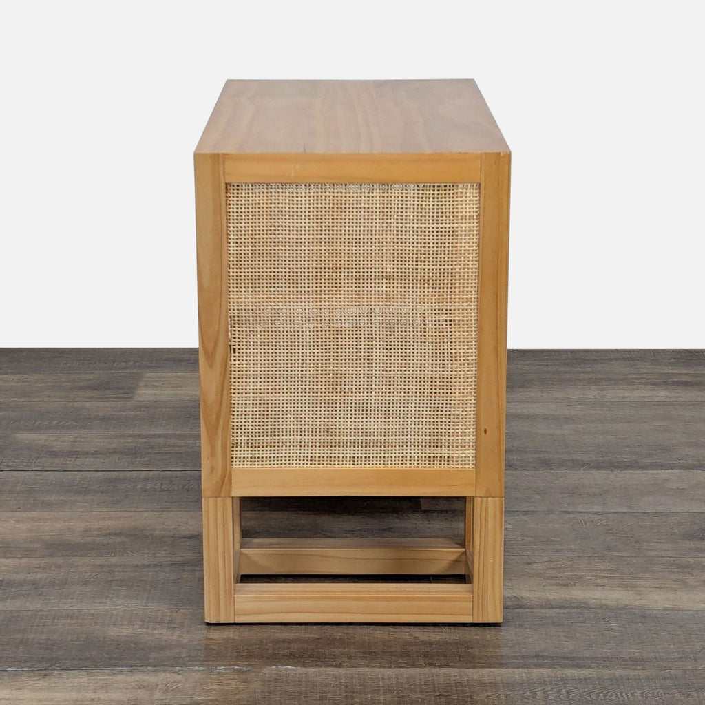 Wood Cabinet with Rattan Doors and Sides