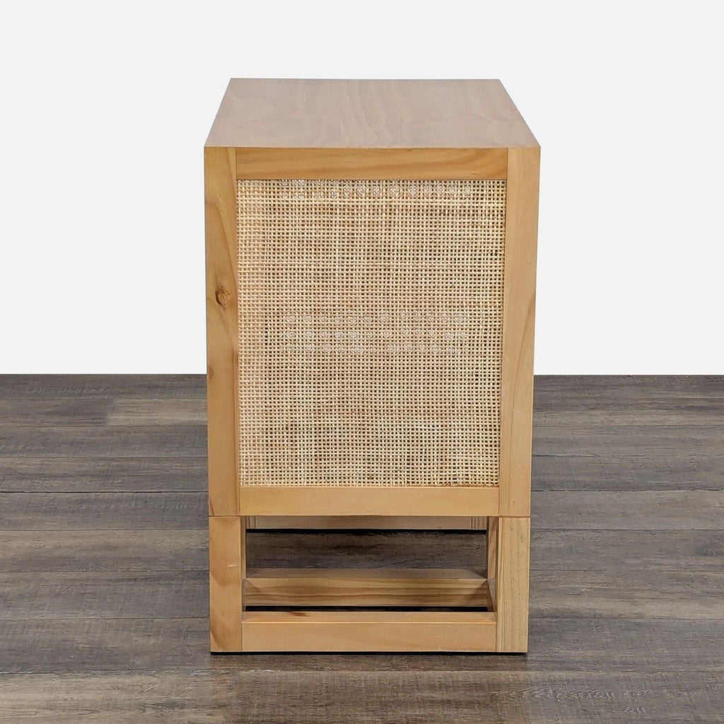 Wood Cabinet with Rattan Doors and Sides