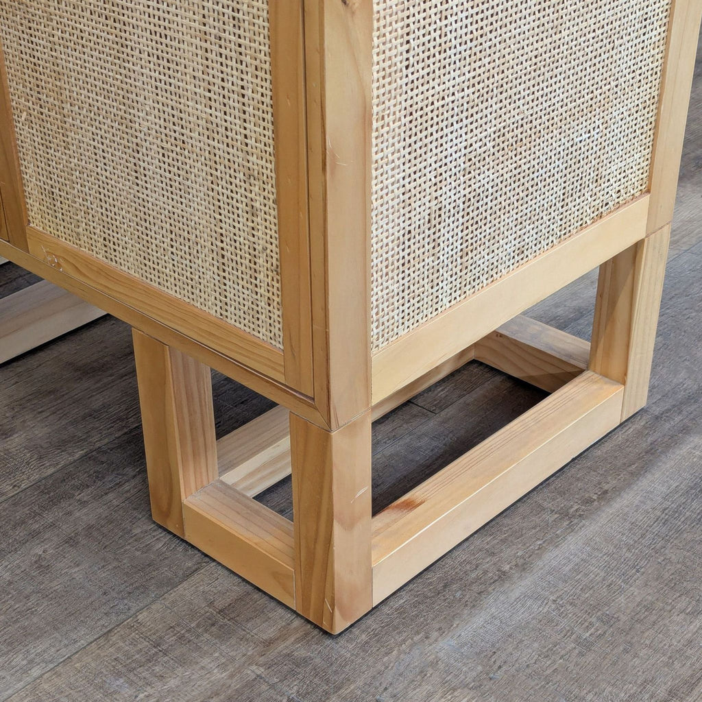 Wood Cabinet with Rattan Doors and Sides