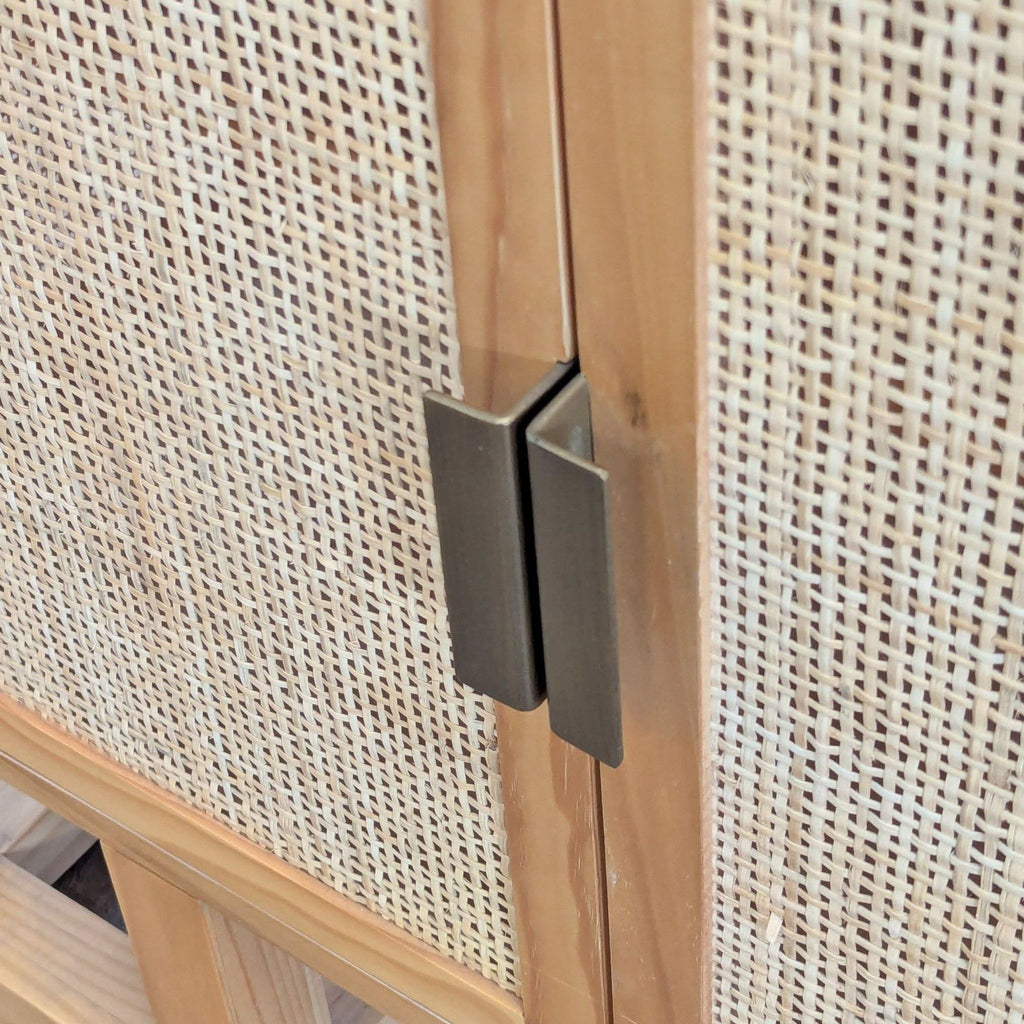 Wood Cabinet with Rattan Doors and Sides