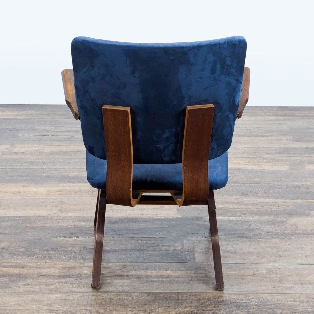 Mid-Century Modern Blue Lounge Chair with Wood Frame