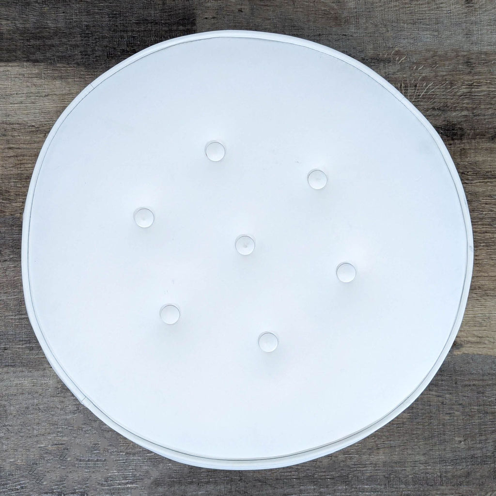 Leather Button Tufted Ottoman on Metal Base