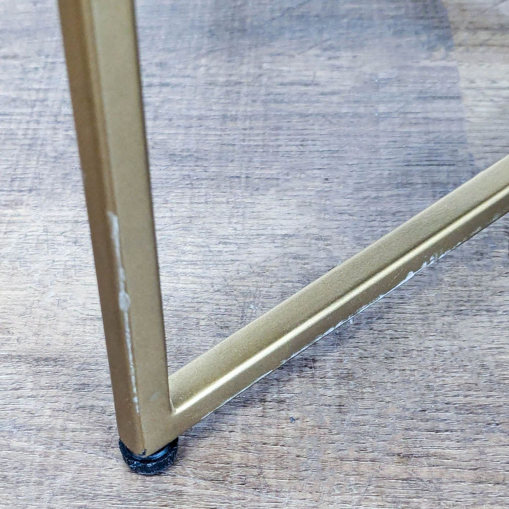 Leather Button Tufted Ottoman on Metal Base