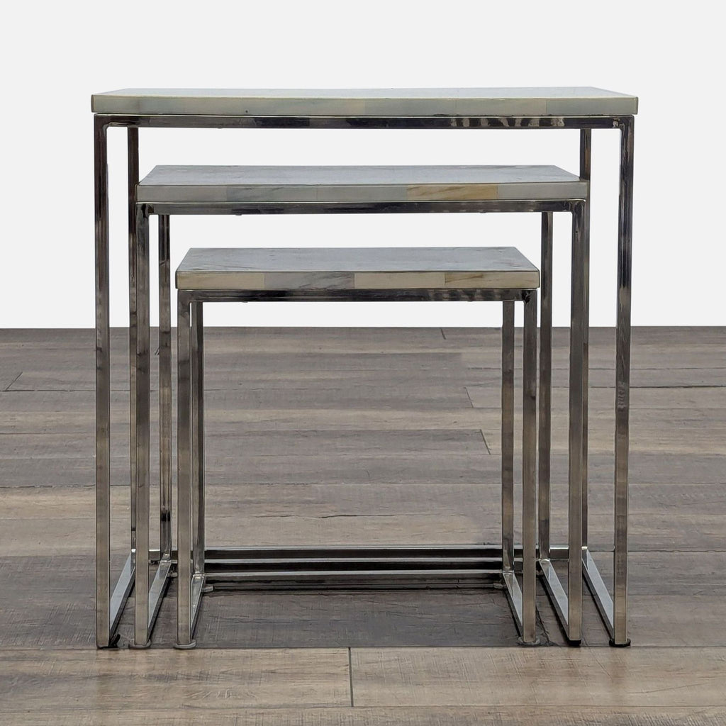 HD Buttercup White Faux Horn Nesting Tables