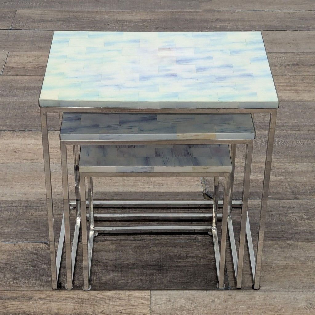 HD Buttercup White Faux Horn Nesting Tables