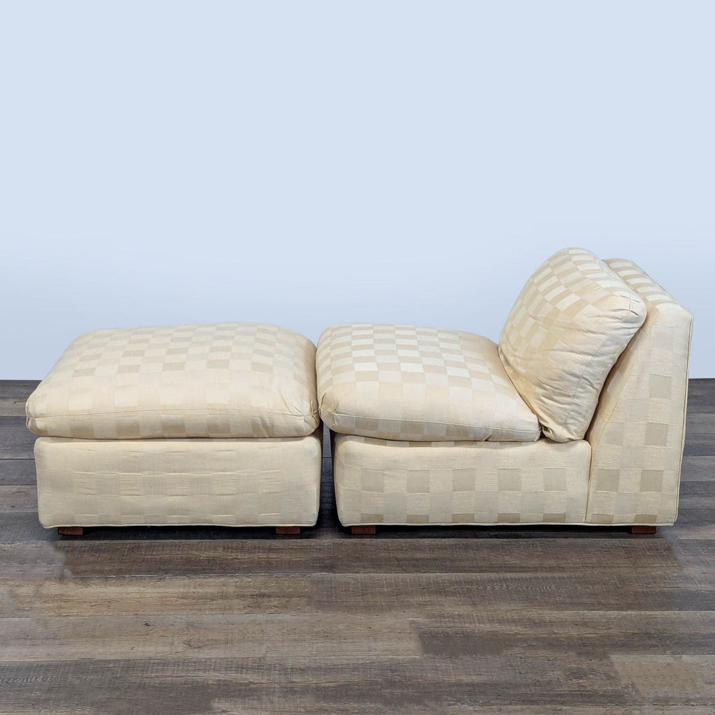 Transitional Cream Colored Lounge Chair with Matching Ottoman