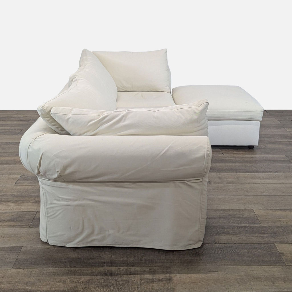 Pottery Barn Air Roll Arm Sectional with Chaise in Twill Cream