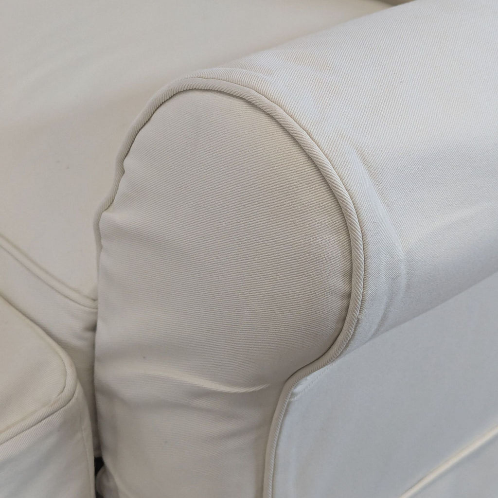 Pottery Barn Air Roll Arm Lounge Chair with Ottoman in Twill Cream