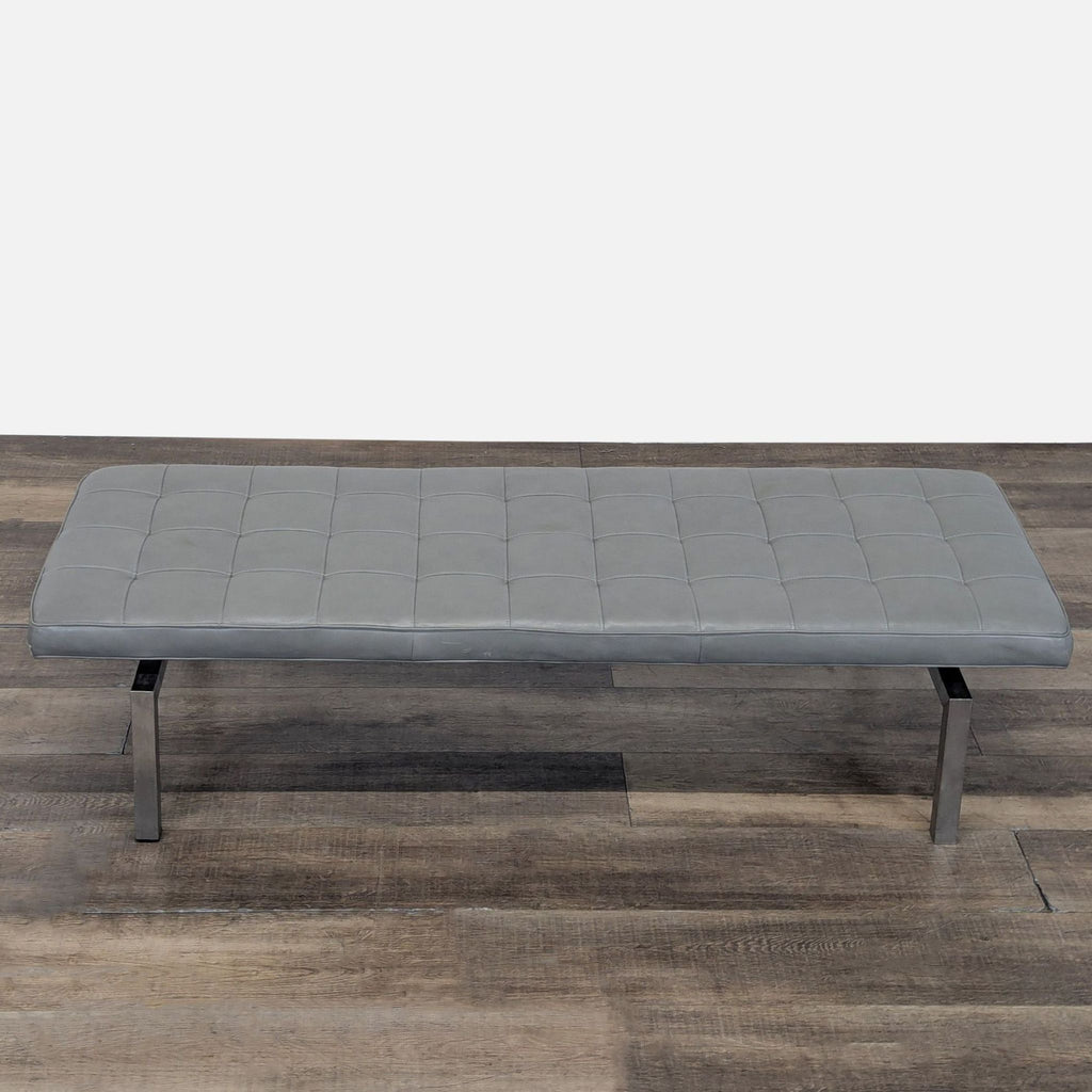 HD Buttercup Tufted Leather and Chrome Bench