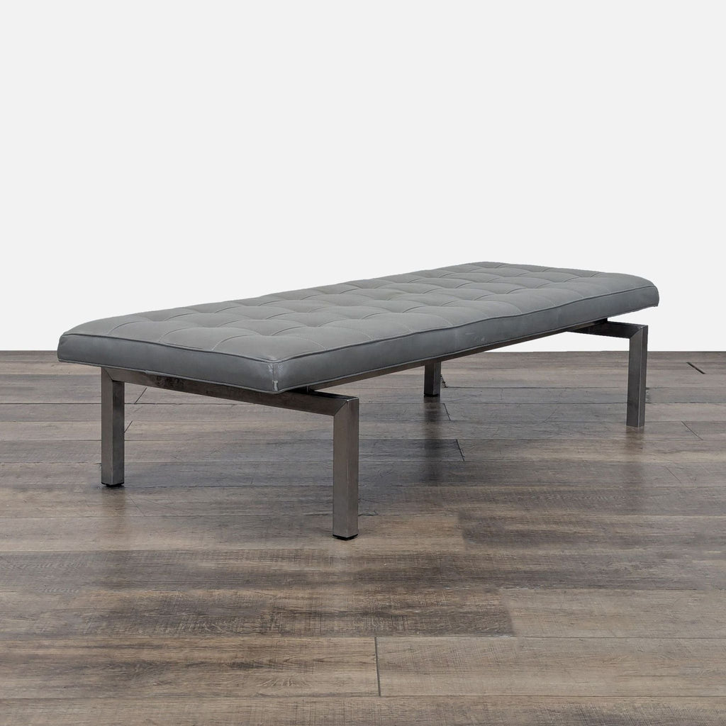 HD Buttercup Tufted Leather and Chrome Bench