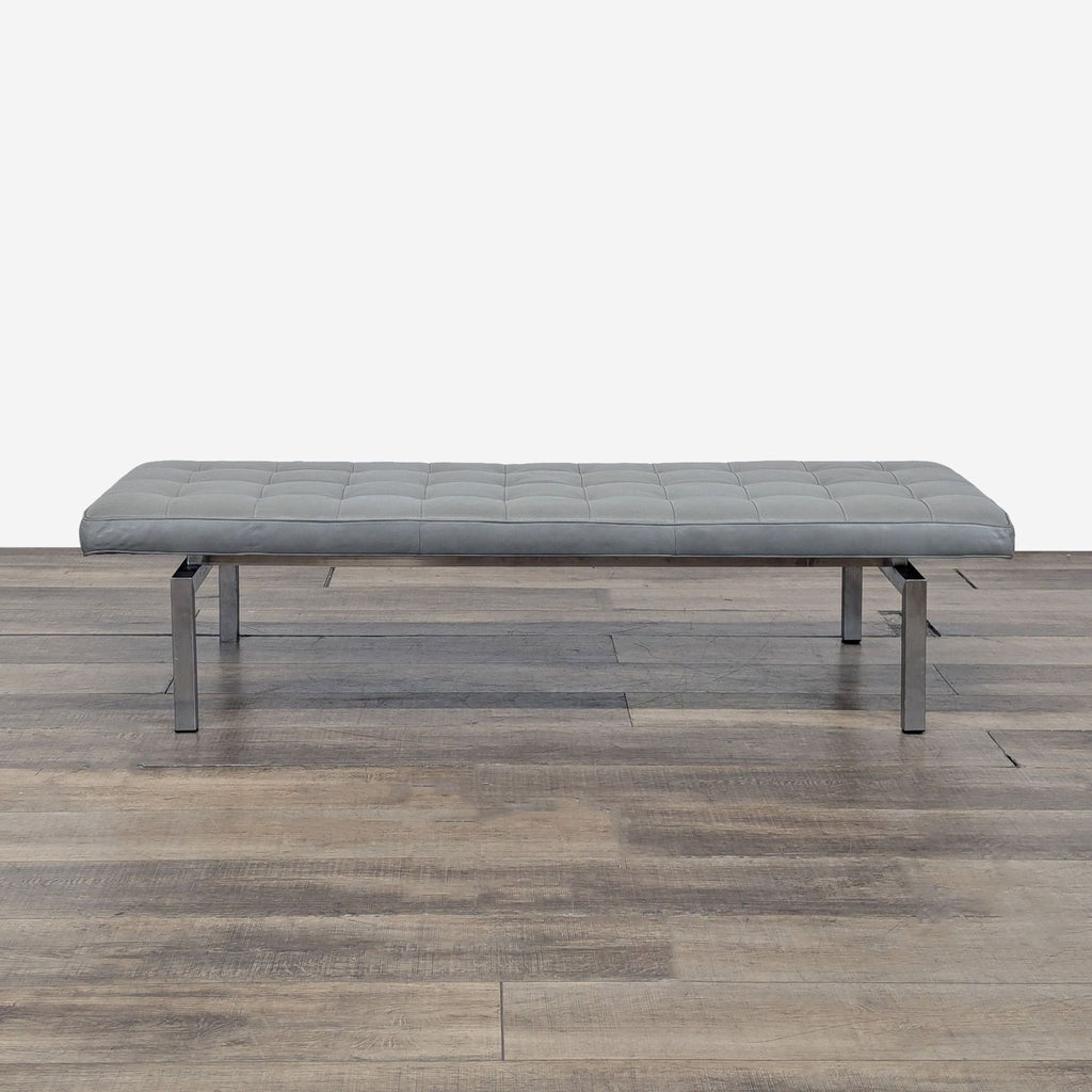 HD Buttercup Tufted Leather and Chrome Bench