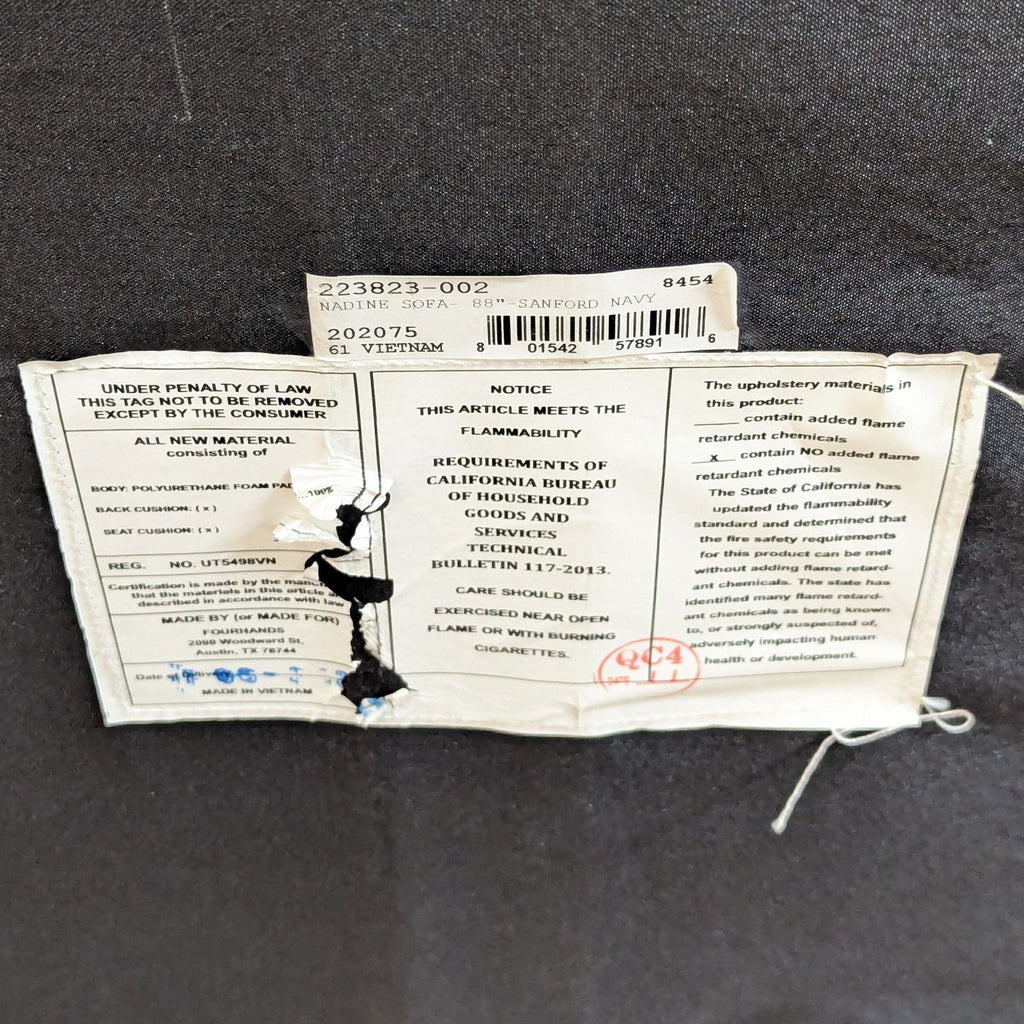 Four Hands Nadine Modern Navy Sofa