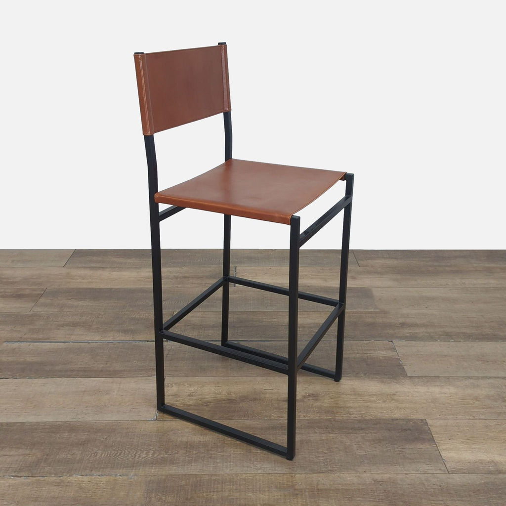 Leather Counter Stool on Metal Frame