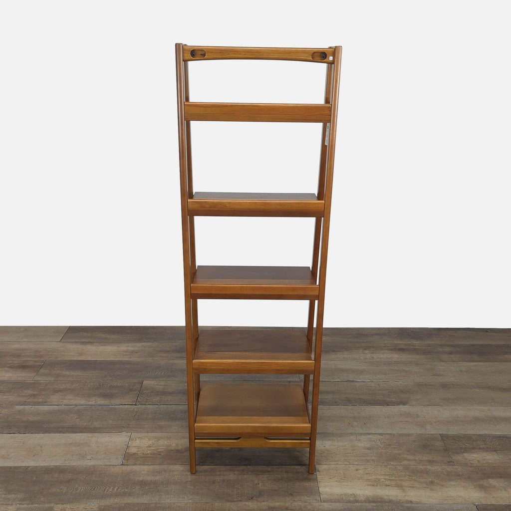 3. Rear view of a West Elm bookshelf in the Bookshelves category, crafted from sustainably sourced, kiln-dried wood.