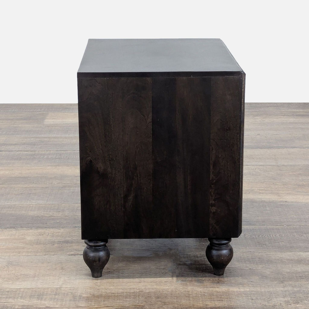 Indian Wooden Hand Carved Two Drawer Nightstand