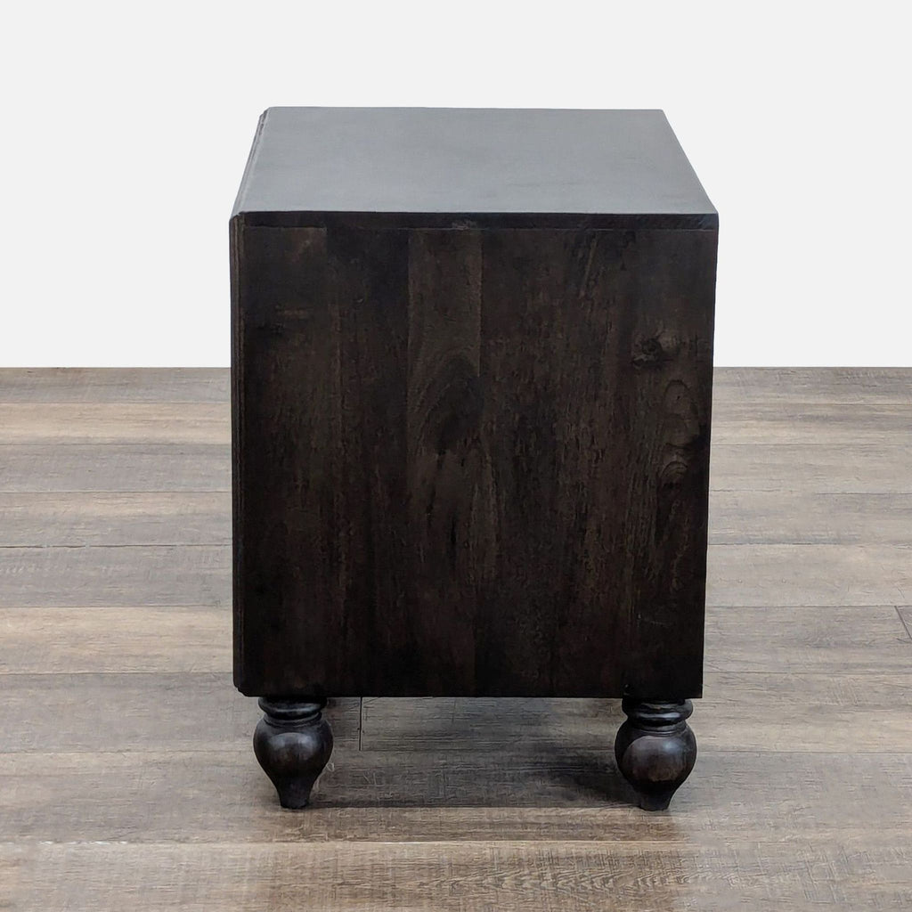 Indian Wooden Hand Carved Two Drawer Nightstand