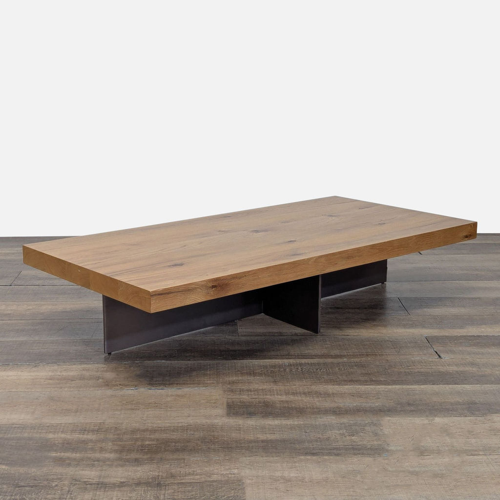 Wood Top Coffee Table on Metal Base