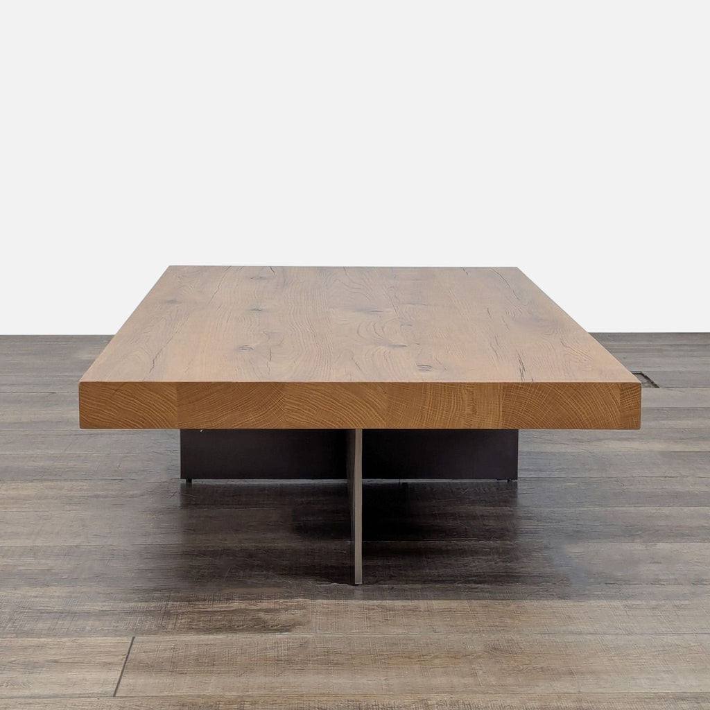 Wood Top Coffee Table on Metal Base