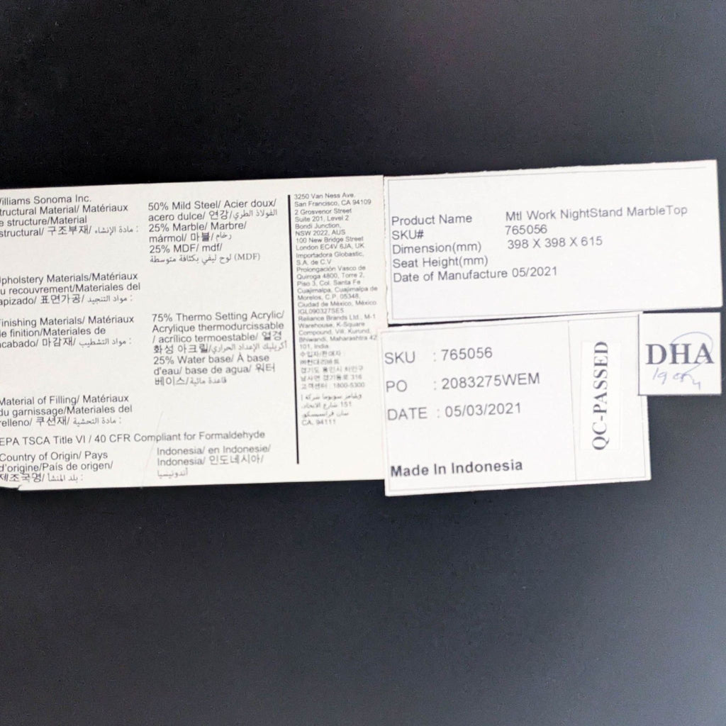 West Elm/Williams Sonoma Metalwork Nightstand with Marble Top