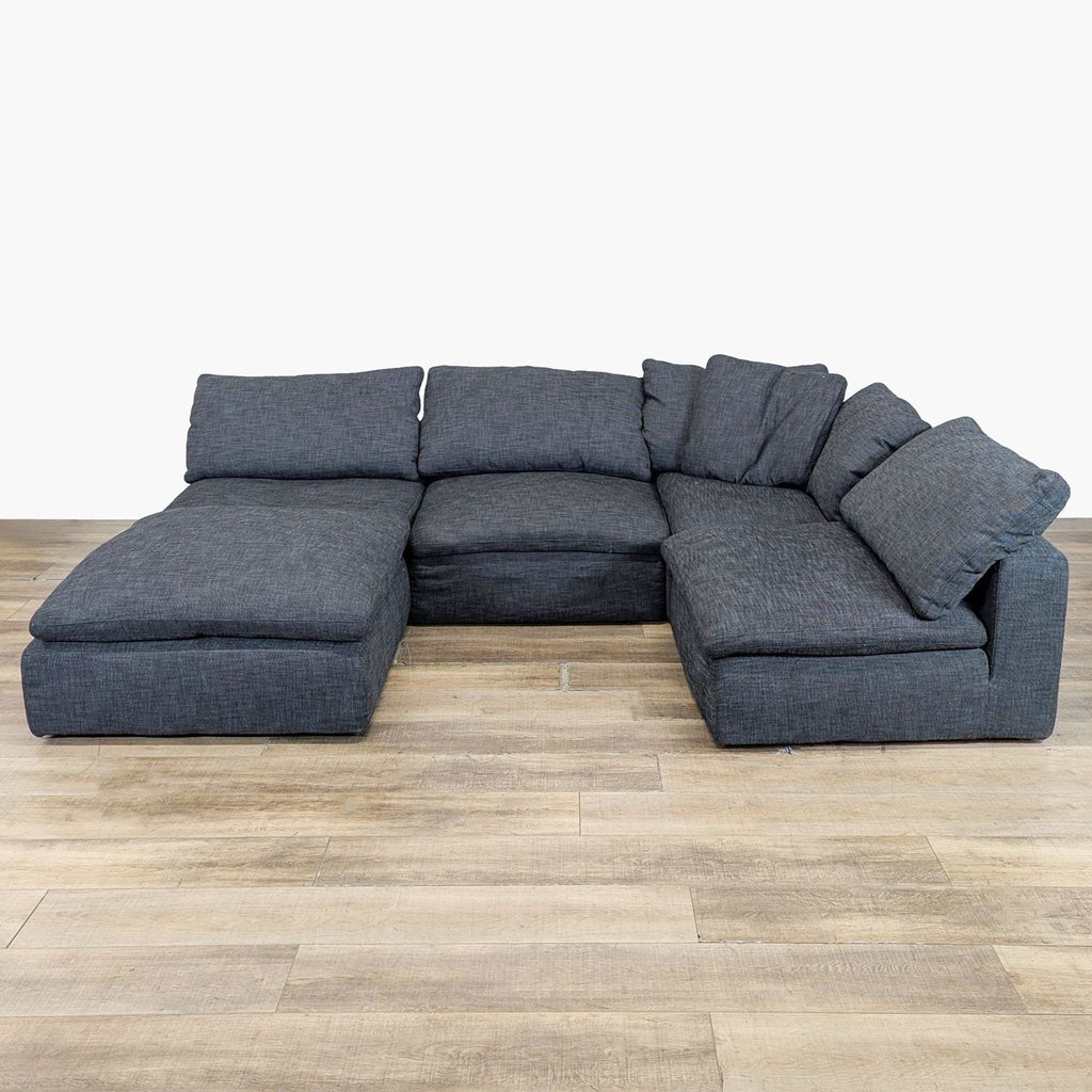 1. Restoration Hardware Cloud® sectional, dark gray, with plush feather and down cushions for extra comfort. 