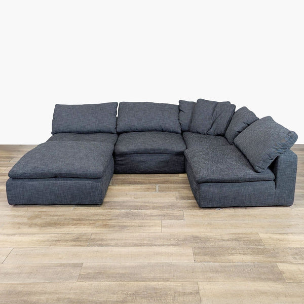 1. Restoration Hardware Cloud® sectional, dark gray, with plush feather and down cushions for extra comfort. 