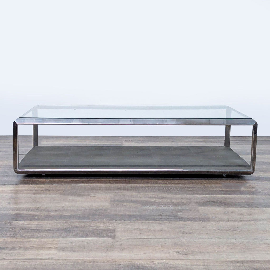 Restoration Hardware Glass Top Coffee Table with Shelf
