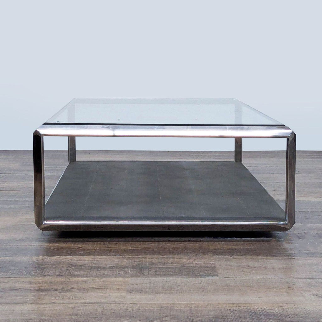 Restoration Hardware Glass Top Coffee Table with Shelf
