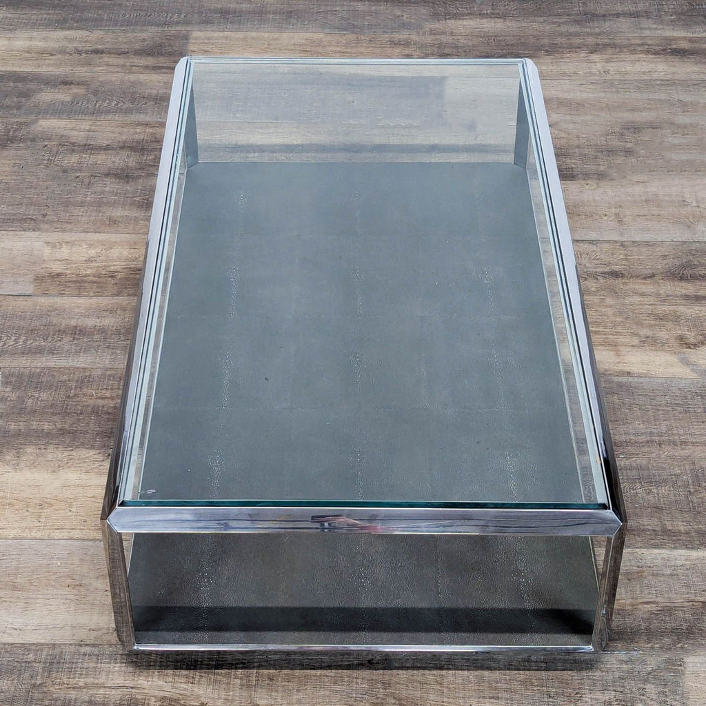 Restoration Hardware Glass Top Coffee Table with Shelf