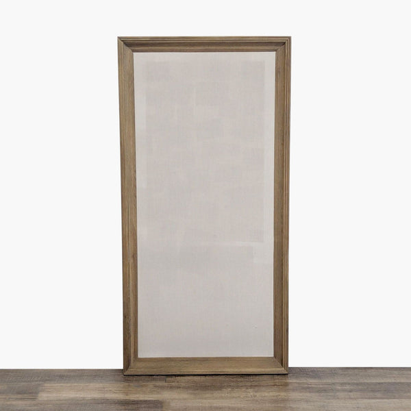1. Rectangular board with solid oak frame, Belgian linen-covered cork center, in Restoration Hardware's French display style.