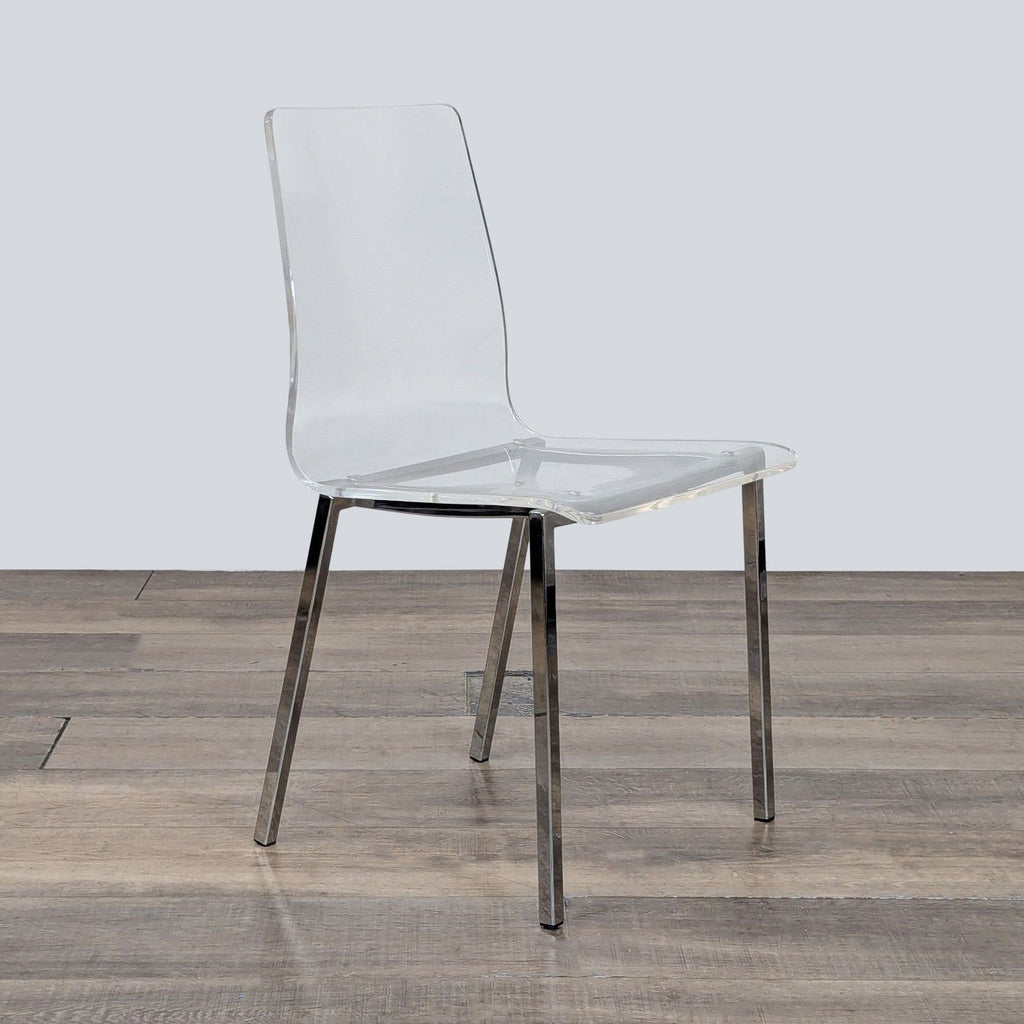 CB2 Chiaro Clear Acrylic Dining Chair With Nickel Legs