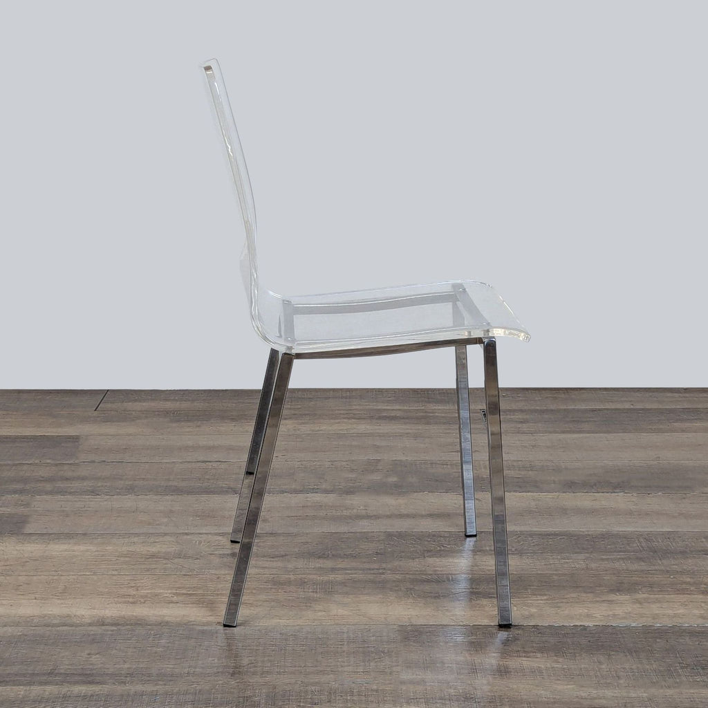 CB2 Chiaro Clear Acrylic Dining Chair With Nickel Legs