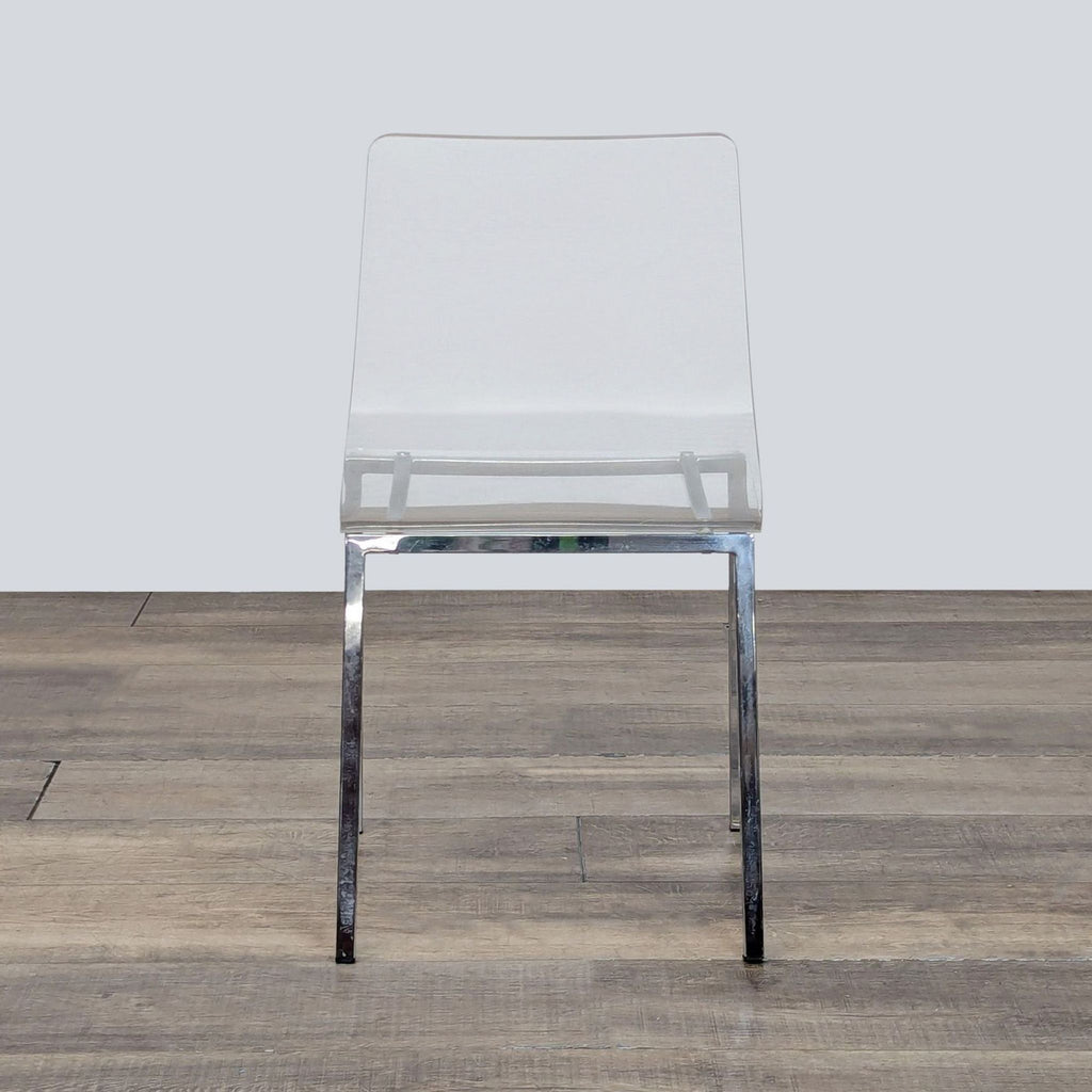 CB2 Chiaro Clear Acrylic Dining Chair With Nickel Legs