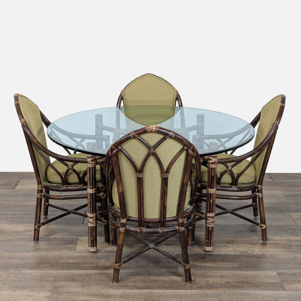 McGuire Bamboo and Glass Round Dining Table