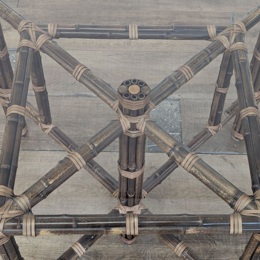 McGuire Bamboo and Glass Round Dining Table