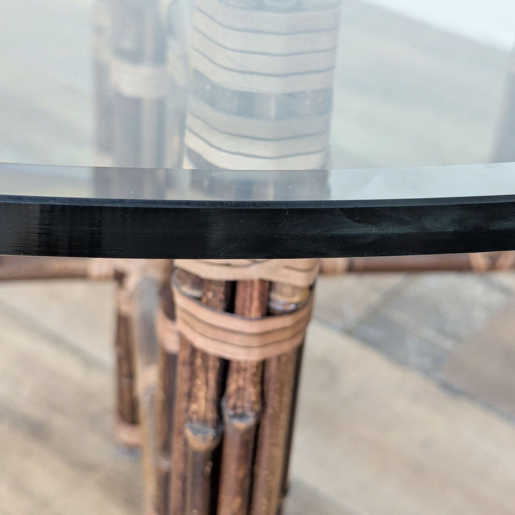 McGuire Bamboo and Glass Round Dining Table