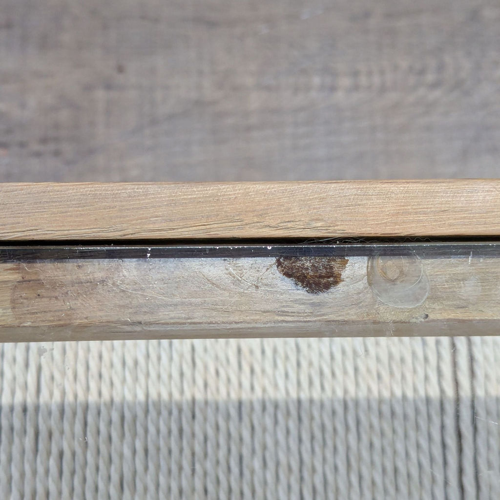 Glass Top Wood Coffee Table with Woven Shelf