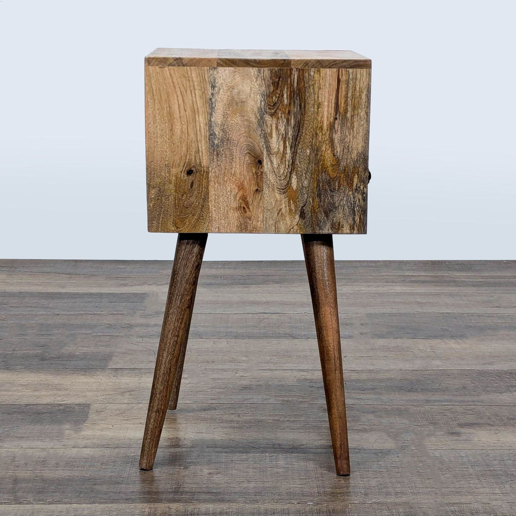 Mid-Century One Drawer Open Shelf Nightstand