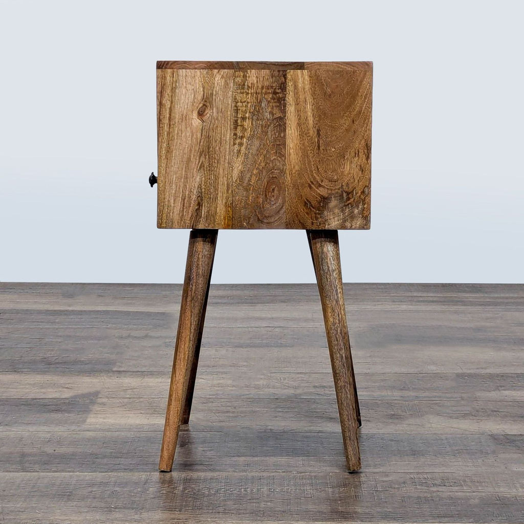 Mid-Century One Drawer Open Shelf Nightstand