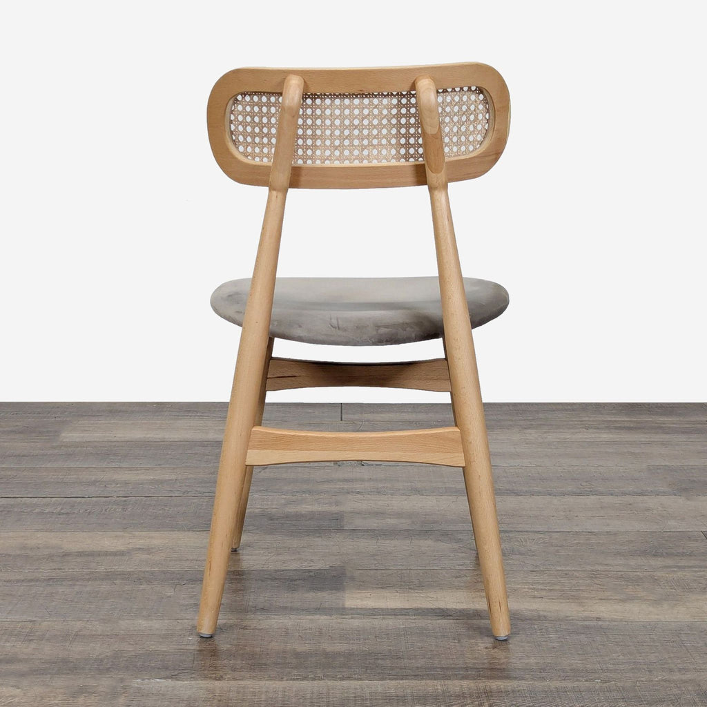 Set of Four Ash Cane Back Upholstered Dining Chairs