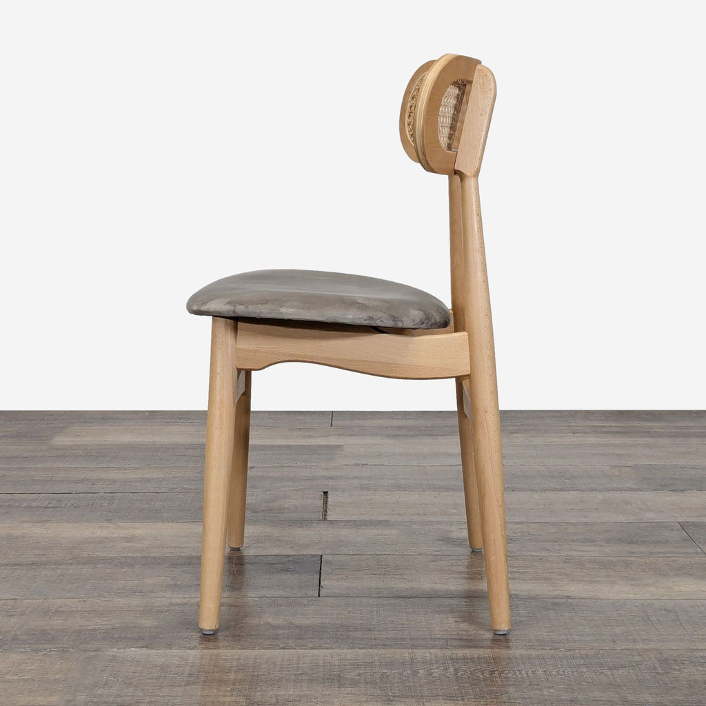 Set of Four Ash Cane Back Upholstered Dining Chairs