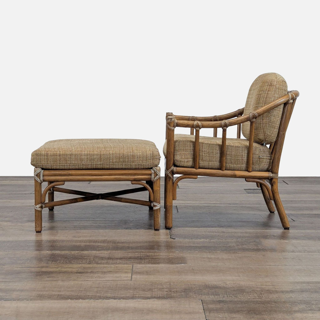 McGuire Bamboo Lounge Chair with Ottoman