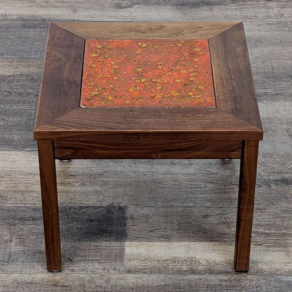 John Keal Mid-Century Side Table with Enamaled Copper Insert