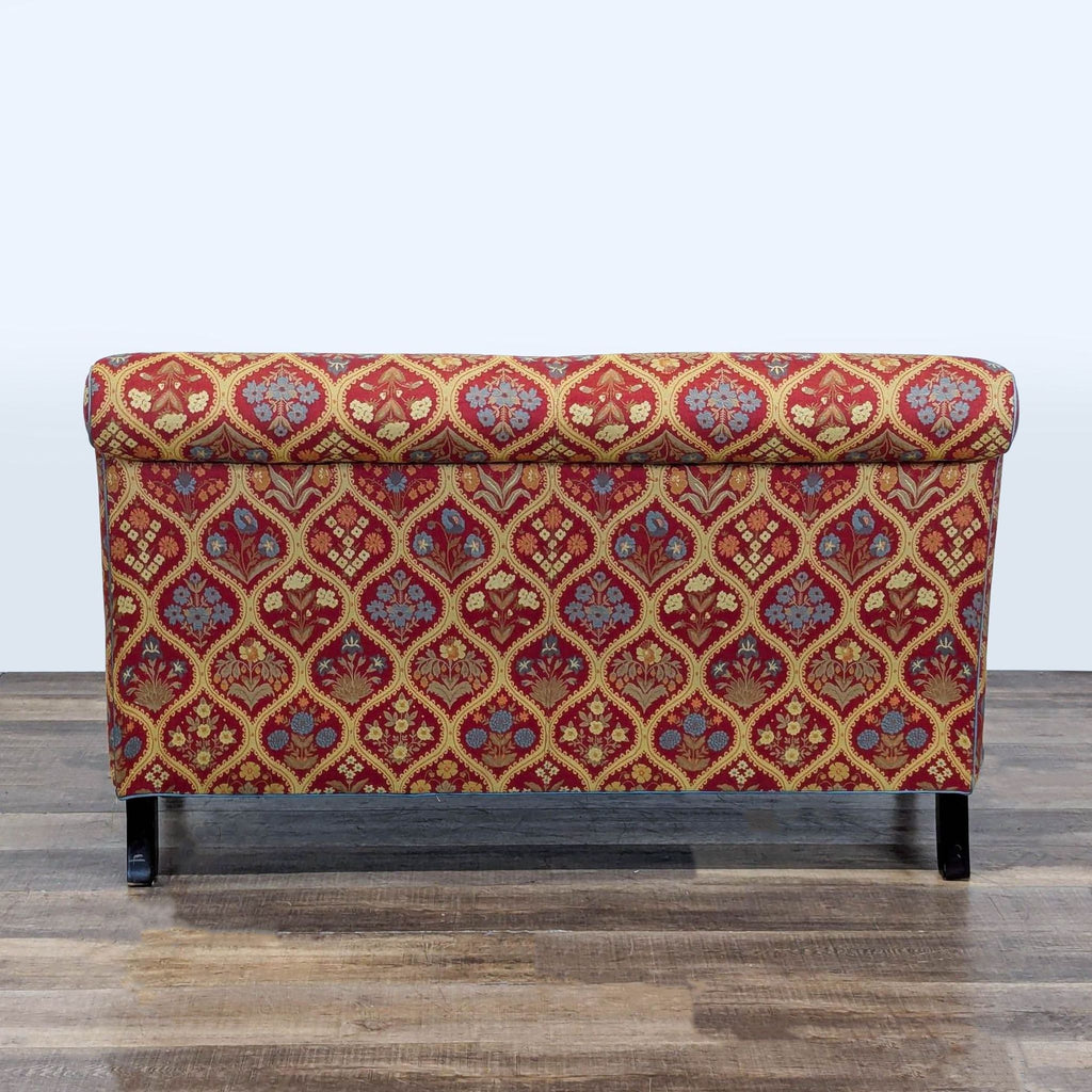 Bench with Rolled Back and Piping on Wood Legs