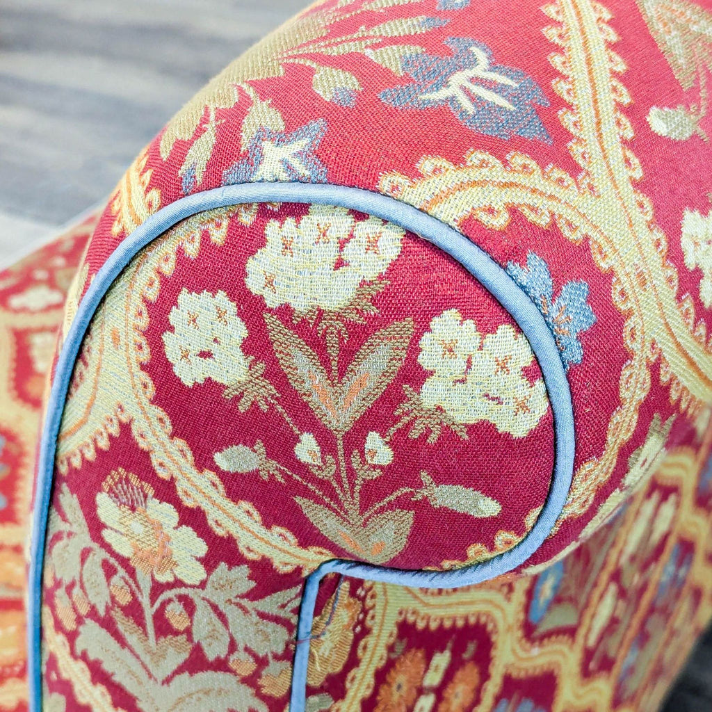 Bench with Rolled Back and Piping on Wood Legs