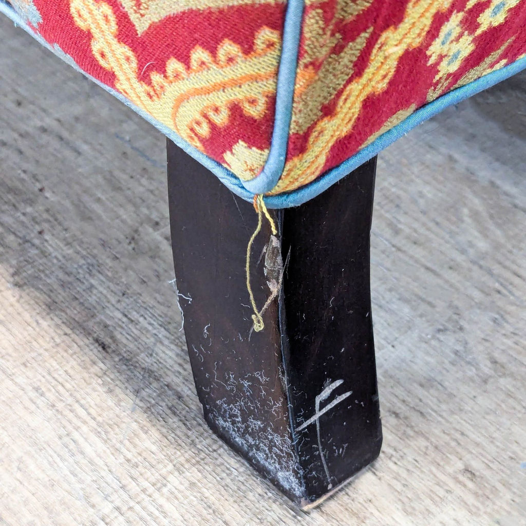 Bench with Rolled Back and Piping on Wood Legs