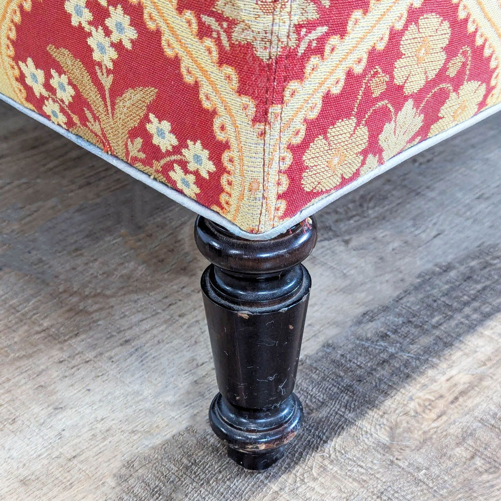 Bench with Rolled Back and Piping on Wood Legs