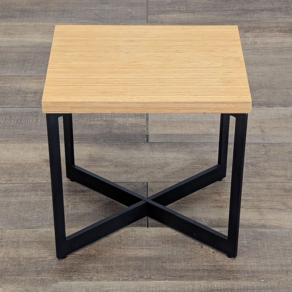 Bamboo Top End Table on a Metal Base