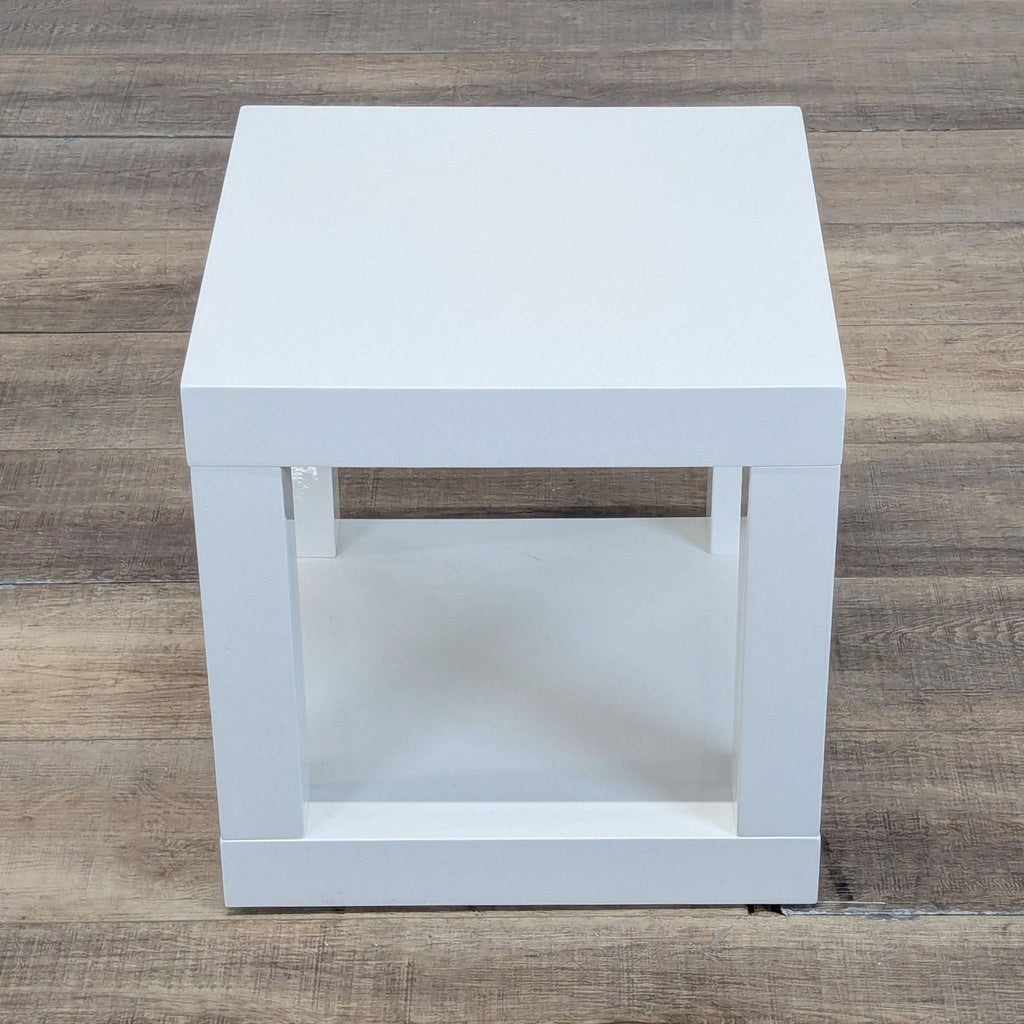 West Elm White Lacquer Cube Side Table